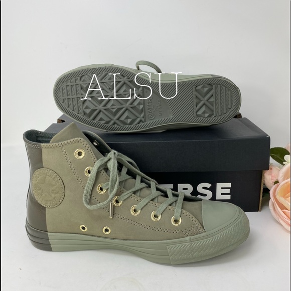 Converse Ctas High Top Leather Dark Stucco Green W - Picture 8 of 8